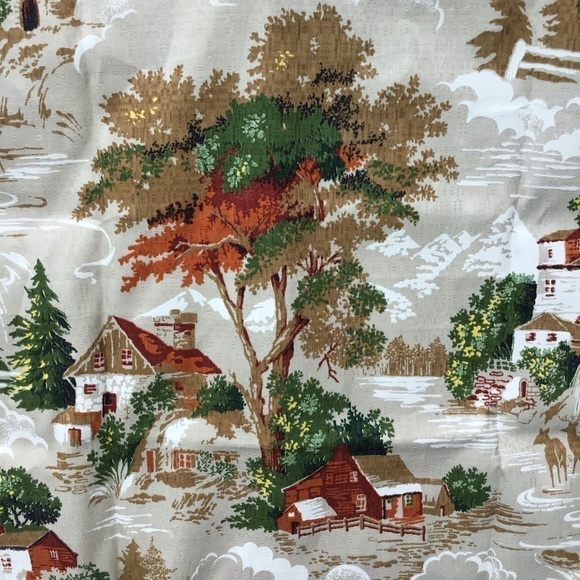 SET OF 2 Farm Rustic Look Vinyl Rod Pocket Curtain Panels 35x33.5 Cabin Vintage - Picture 9 of 12